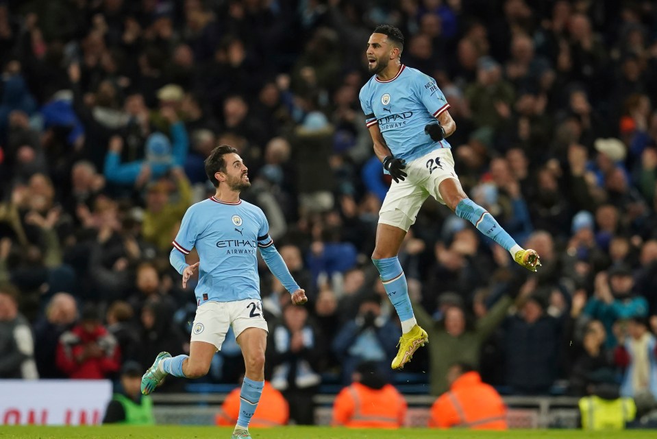 The City star celebrates his stunning goal