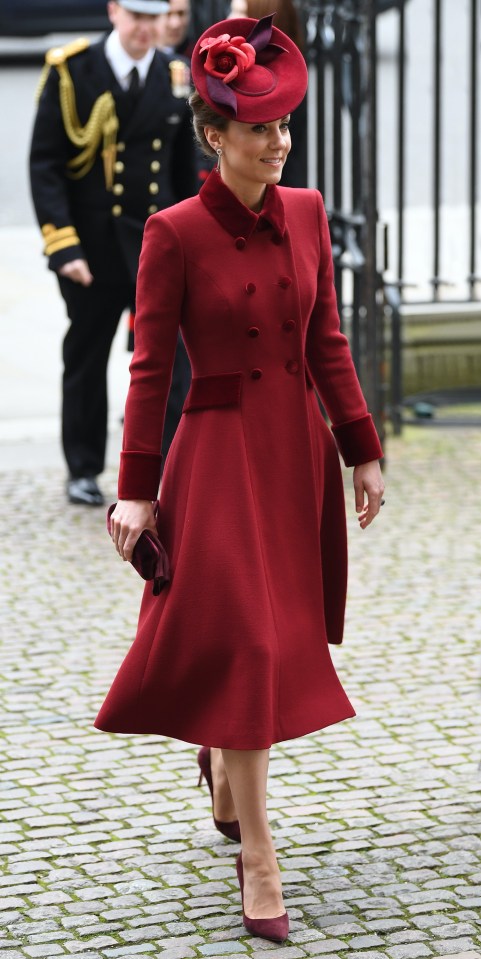 The mum of three wore a red outfit for the last time the so-called Fab Four were on official duty together