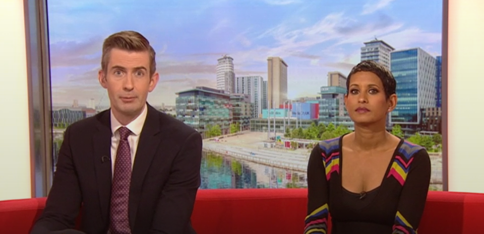 Naga Munchetty was back on BBC Breakfast today - but without Charlie Stayt