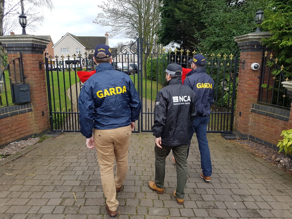 British and Irish investigators descend on a property in Staffordshire used by the billion-pound Kinahan drugs cartel