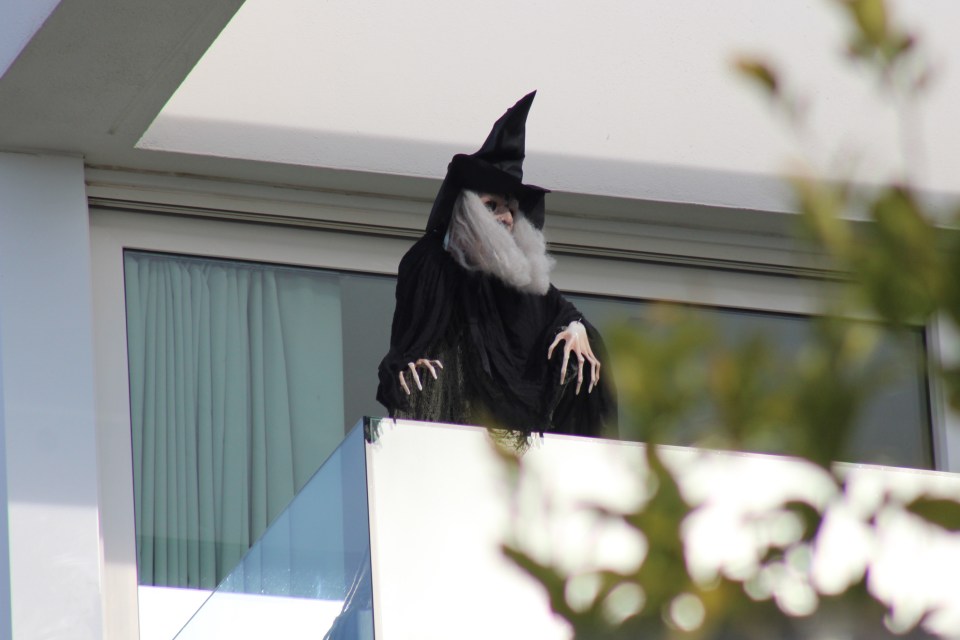 The witch doll appeared on the singer's balcony, overlooking her in-laws home