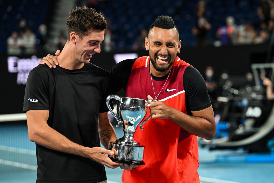 Thansai Kokkinakis (L) and Nick Kyrgios (R) won the men's doubles