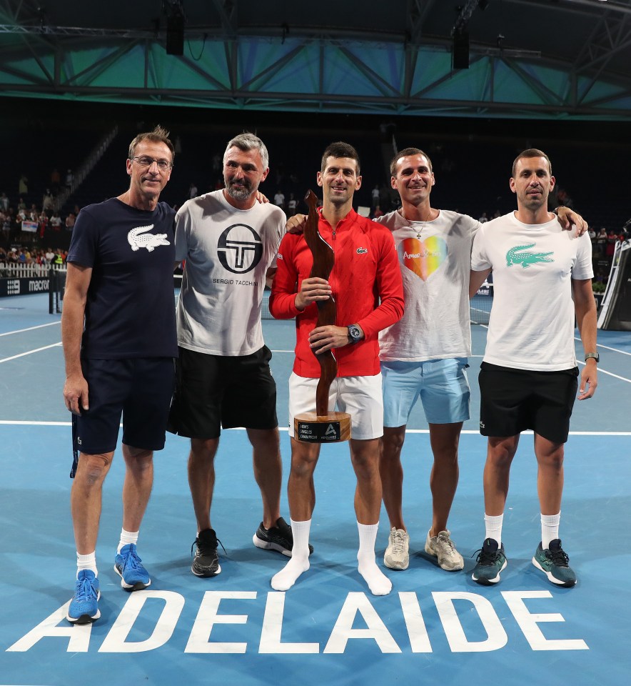 Djokovic was all smiles with his team after wrapping up the title