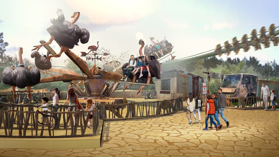 Another new ride coming to the park is Ostrich Stampede