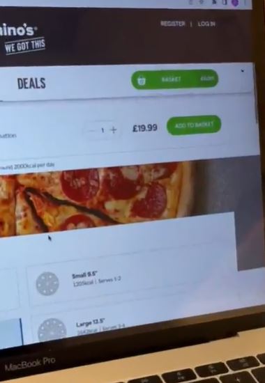 He showed how much he was being charged for a medium Domino’s which was around £20