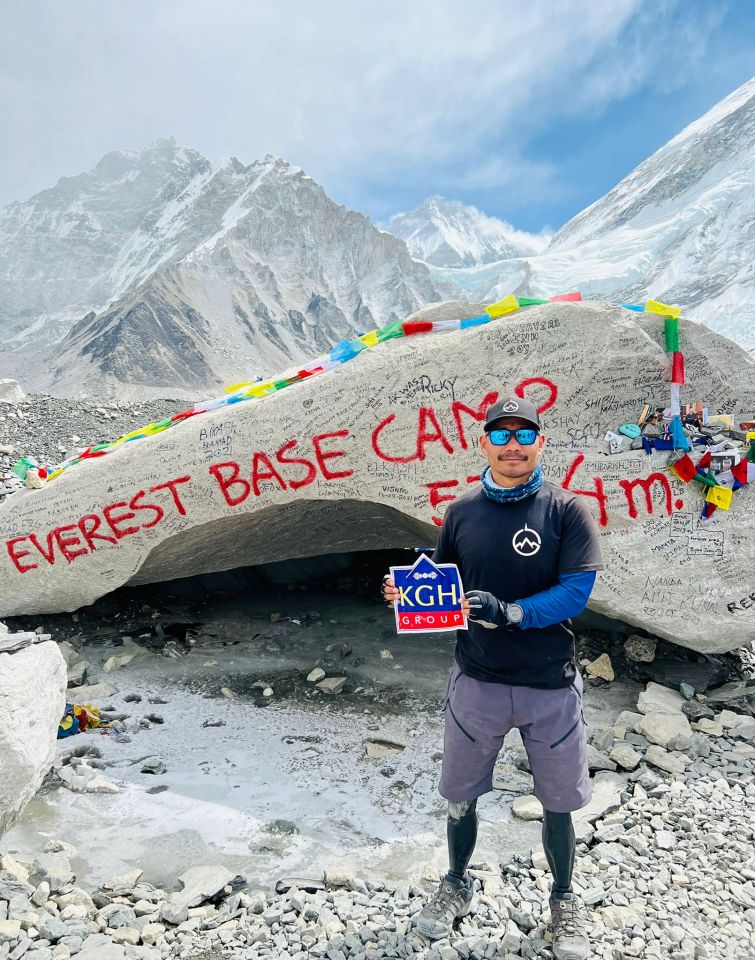 Hari pictured at Everest base camp