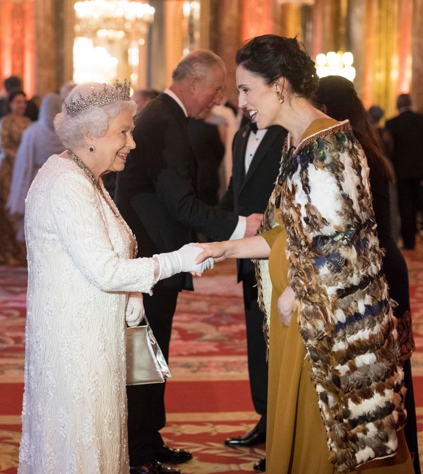 The late Queen with Ardern during a dinner at the Commonwealth Heads of Government Meeting in 2018