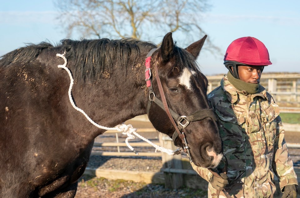 Trooper Bright Danso, 29, from Ghana joined the Lifeguards a year ago, with his horse Thor