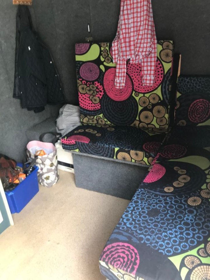 The van originally had a pull-out sofa bed