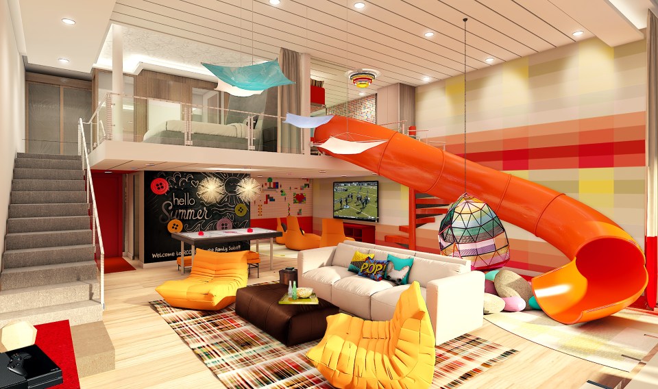 The two-level Ultimate Family suite features a zany slide