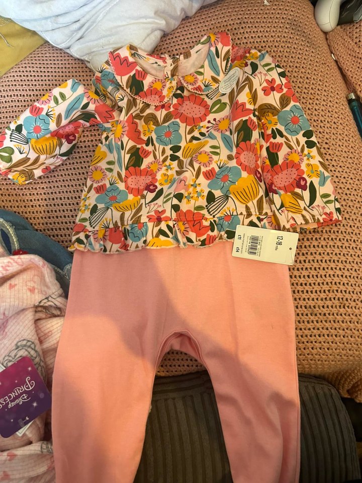 Her haul included adorable sets like this floral top and leggings set