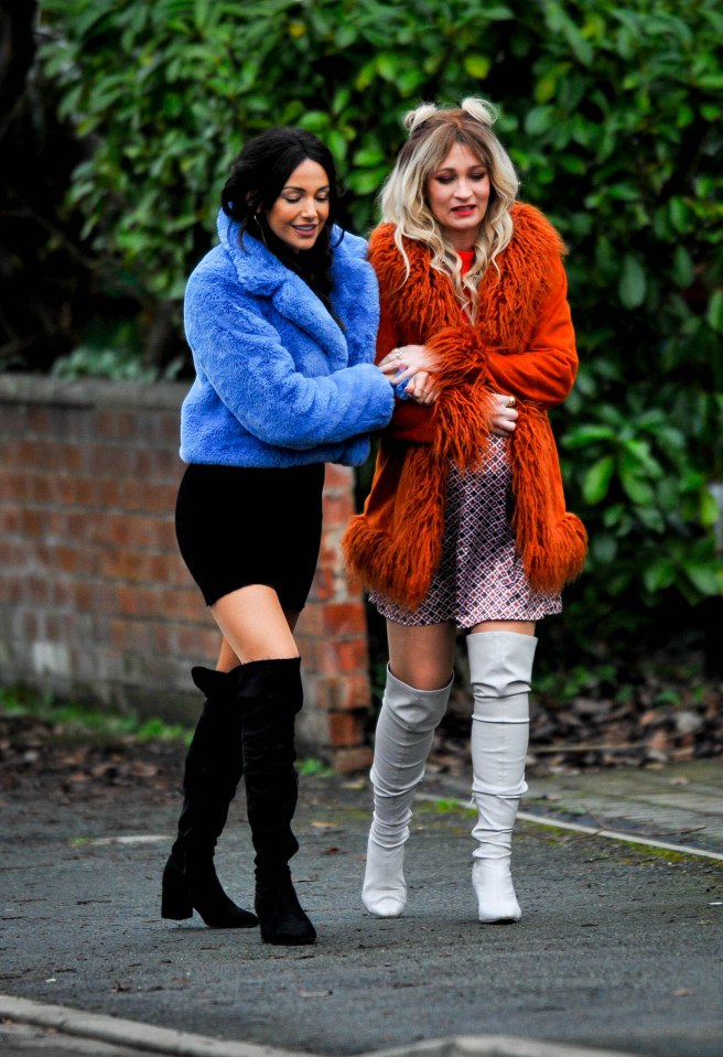 Michelle was seen with co-star co-star Joanna Higson braving the cold