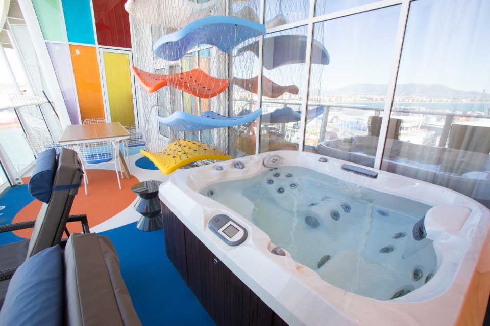 The two-level suite has a whirlpool on the balcony