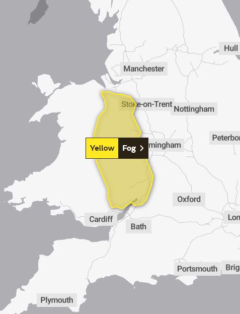 A yellow weather warning for fog has been issued today