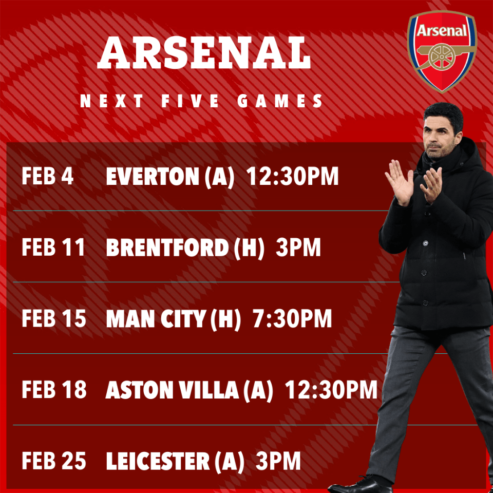 Man City play Arsenal again in February