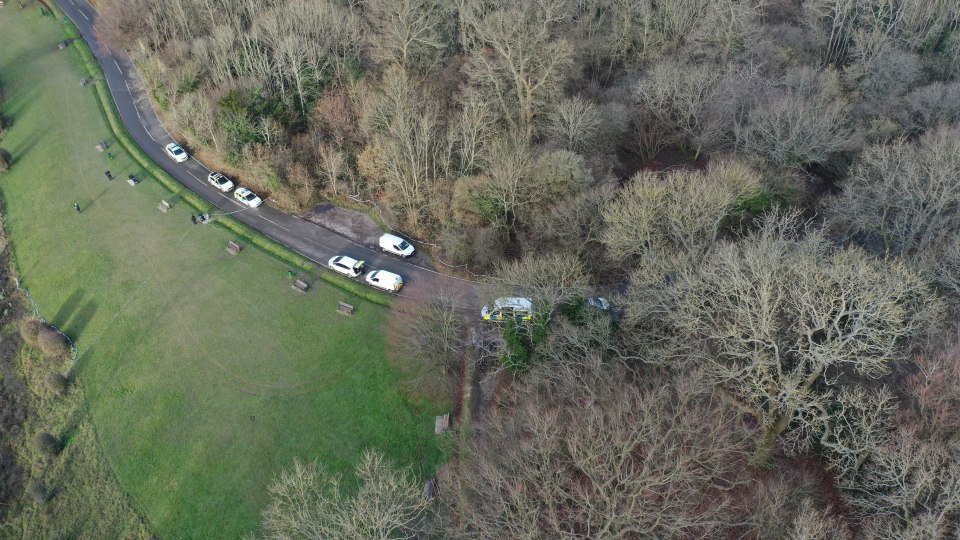 An aerial view showing the area near Caterham, Surrey