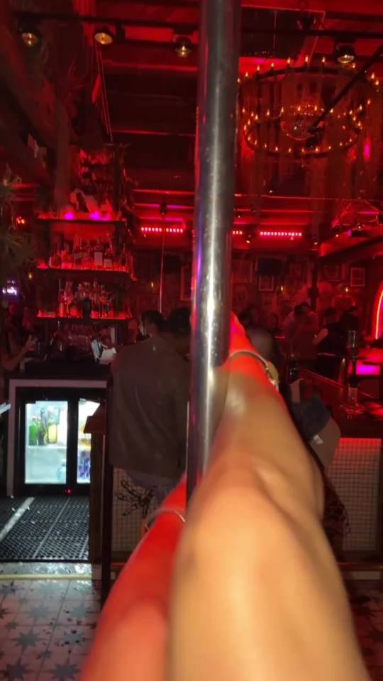 Ivana Knoll showed herself rubbing her legs against a dance pole