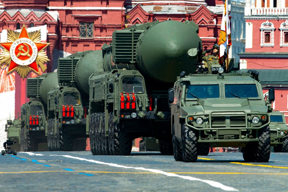 Russian RS-24 Yars ballistic missiles roll in Red Square