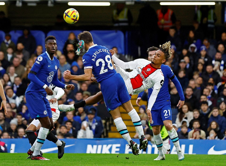 Azpilicueta was taken off on a stretcher after taking a kick to the face