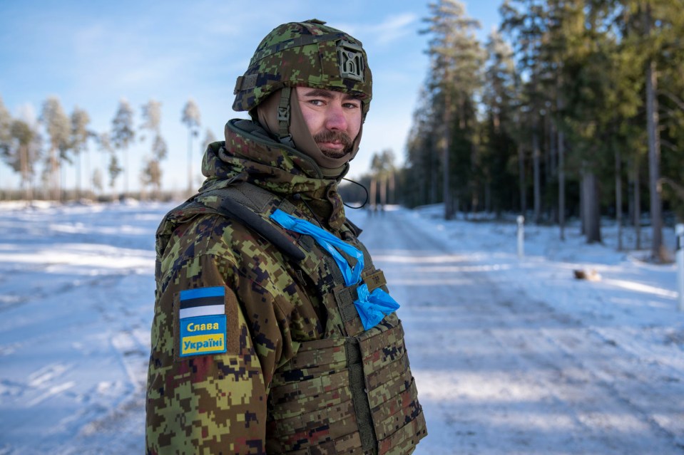 Estonian soldier wearing a ‘Slava Ukraini’ patch