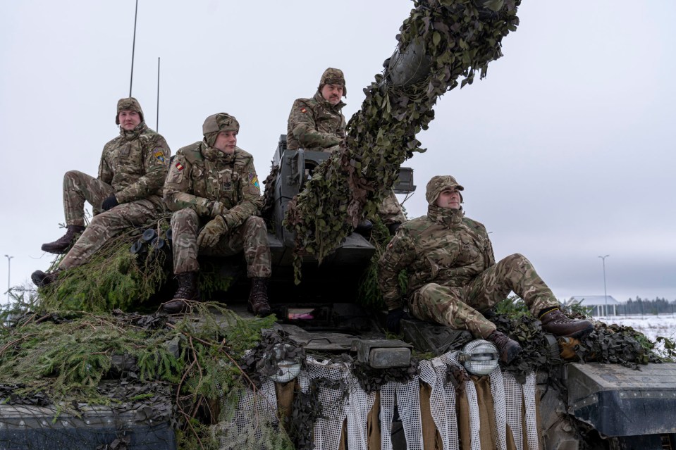 A Challenger 2 tank crew recreate the iconic image from Hollywood movie Fury starring Brad Pitt