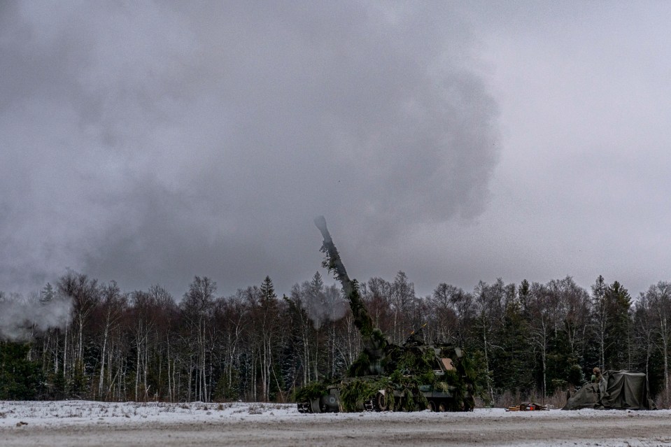 A90 Howitzers blast massive shells during the drills in Estonia