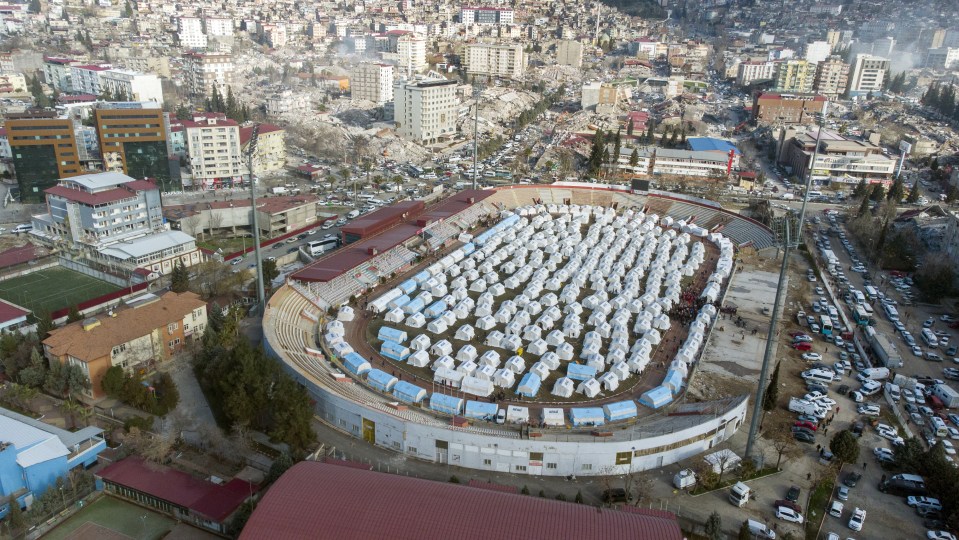 Quake victims shelter in  tents in Kahramanmaras, Turkey