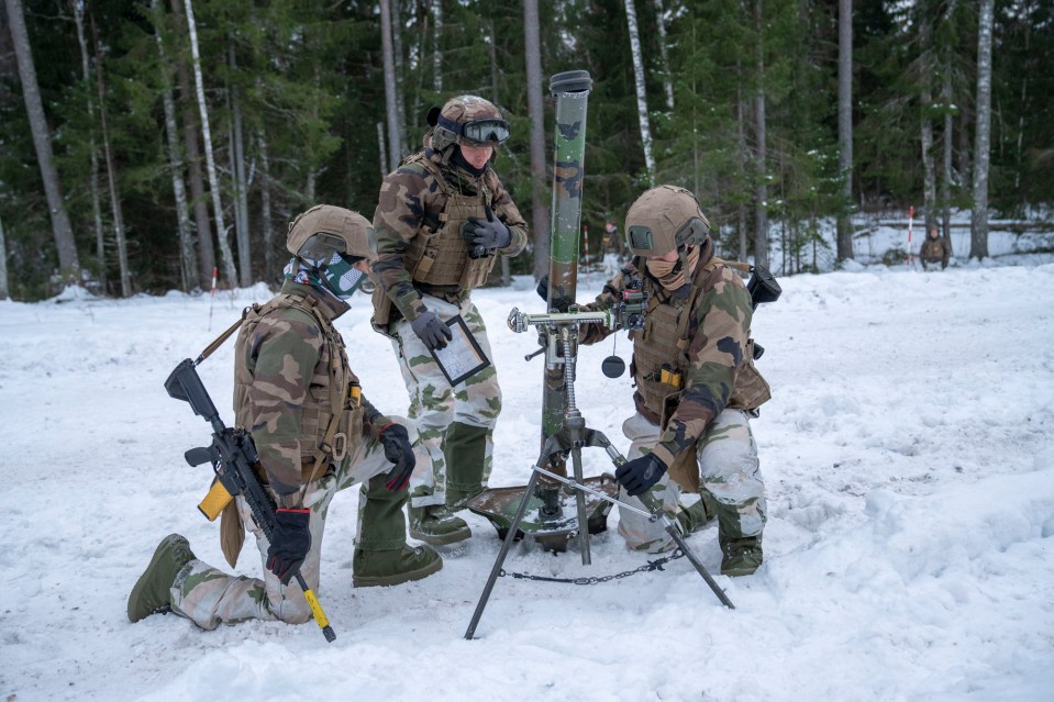 French troops training with a short range mortar