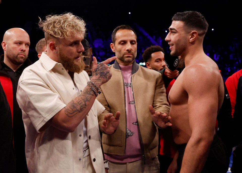 Jake Paul facing off with Tommy Fury