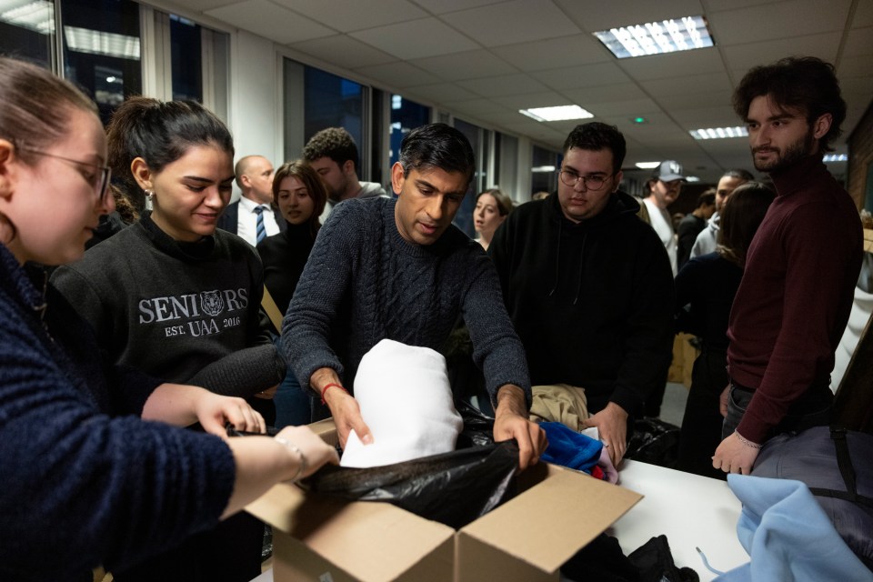 The PM visited a donation centre run the Turkish Society at University College London supporting the victims