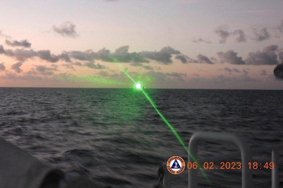 A Philippine coast guard crew recorded the moment it blinded its crew