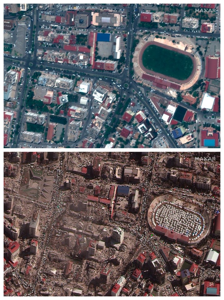 These images show the damage before and after the deadly quake