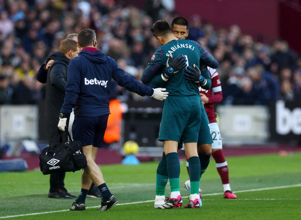 The goalie was a sub in West Ham's 4-0 win over Nottingham Forest