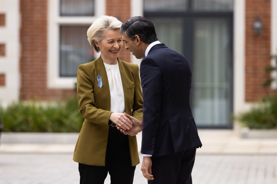 Rishi Sunak and EU President Usula Von Der Leyen meet at the Windsor Fairmont Hotel