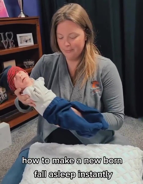 The childcare expert recommended rocking your baby in a large semi-circle to help send them off to sleep