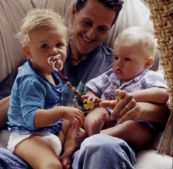 Michael Schumacher pictured with Max, right, and his daughter Gina-Maria