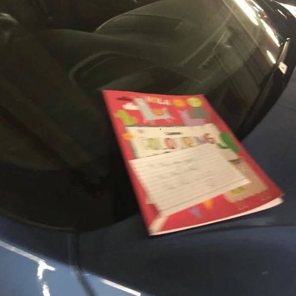 He left a colouring book on the car to mock the driver