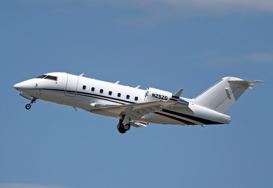 The Challenger 604 jet was left severely damaged. Stock image.