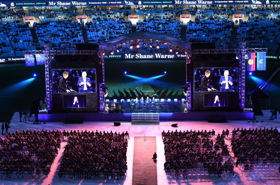 The stadium was full for the cricket legend's memorial service