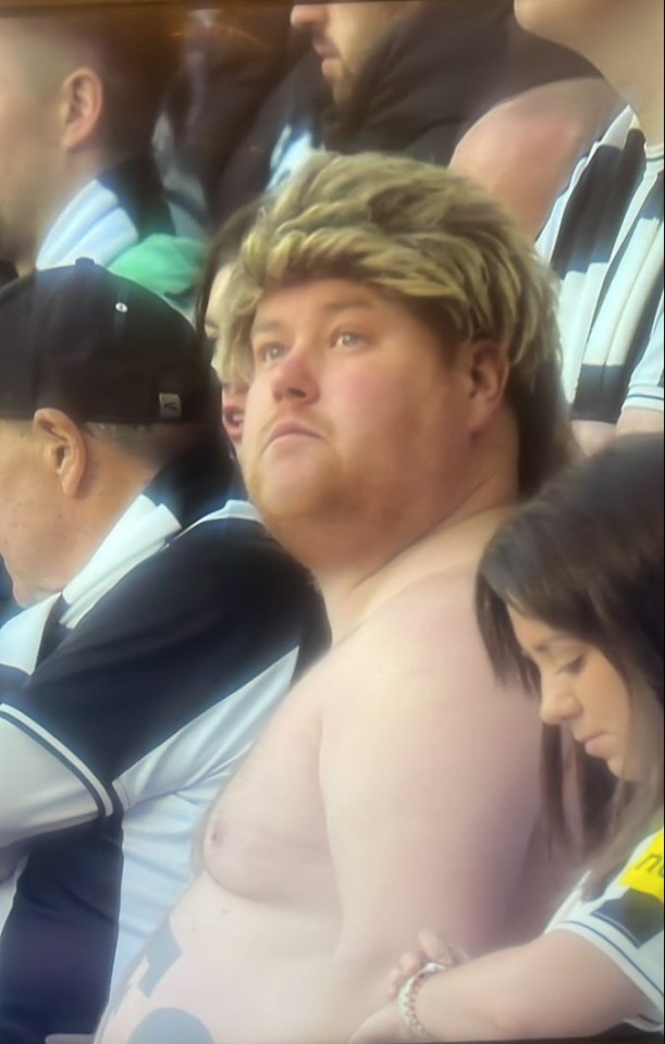 Fans have spotted a James Corden look-a-like in the Newcastle crowd