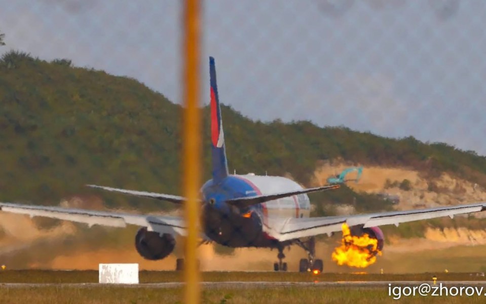 Pictures show the fireball erupt from the engine