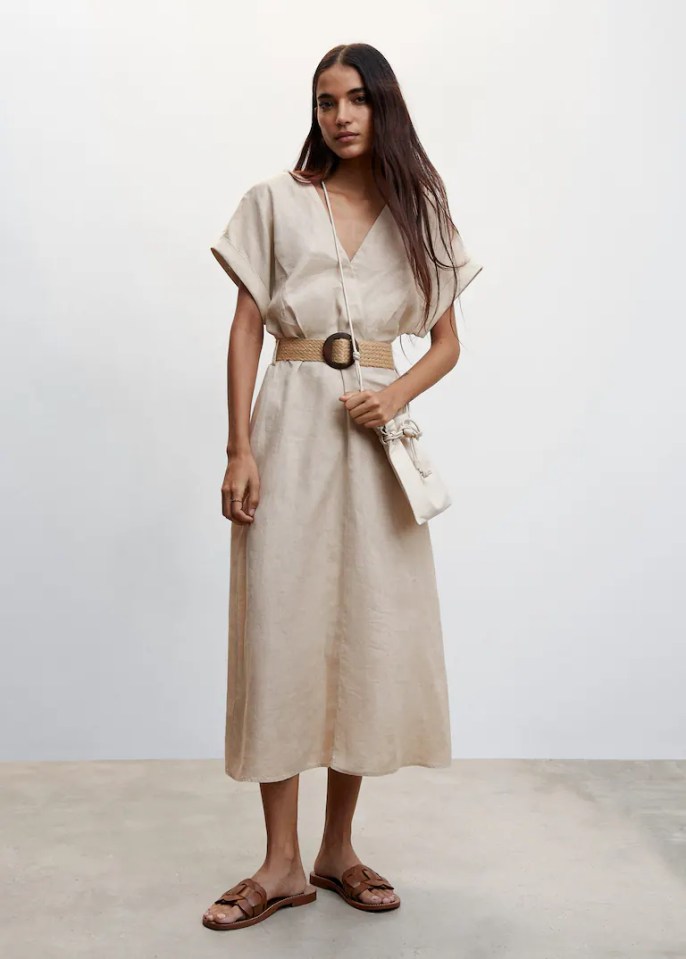 Belt linen dress