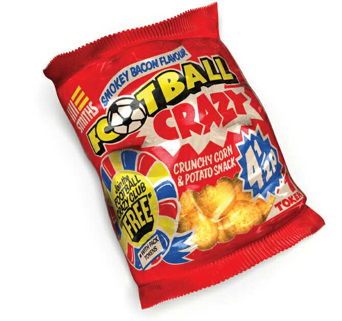 These crisps were football shaped and dusted with bacon flavour goodness