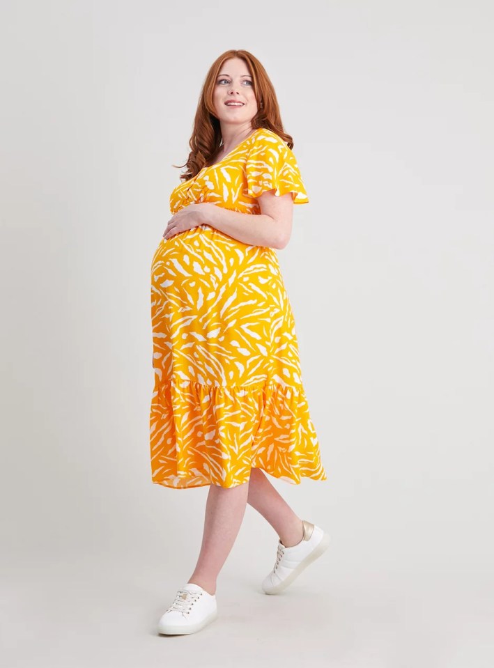 Tu Maternity Yellow Zebra Midi Dress