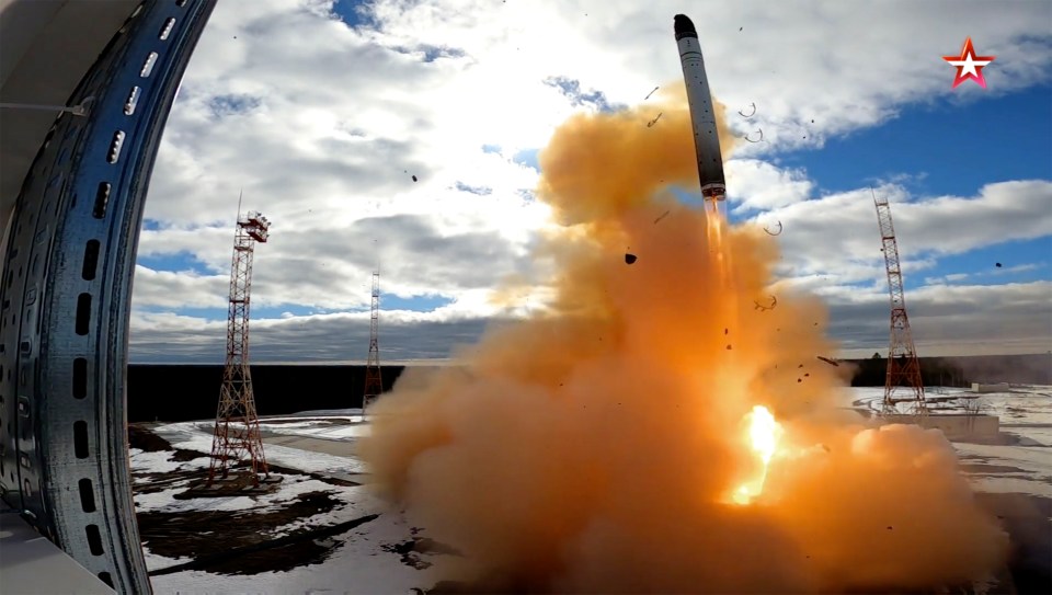 A Satan-2 missile test launch on April 20 last year