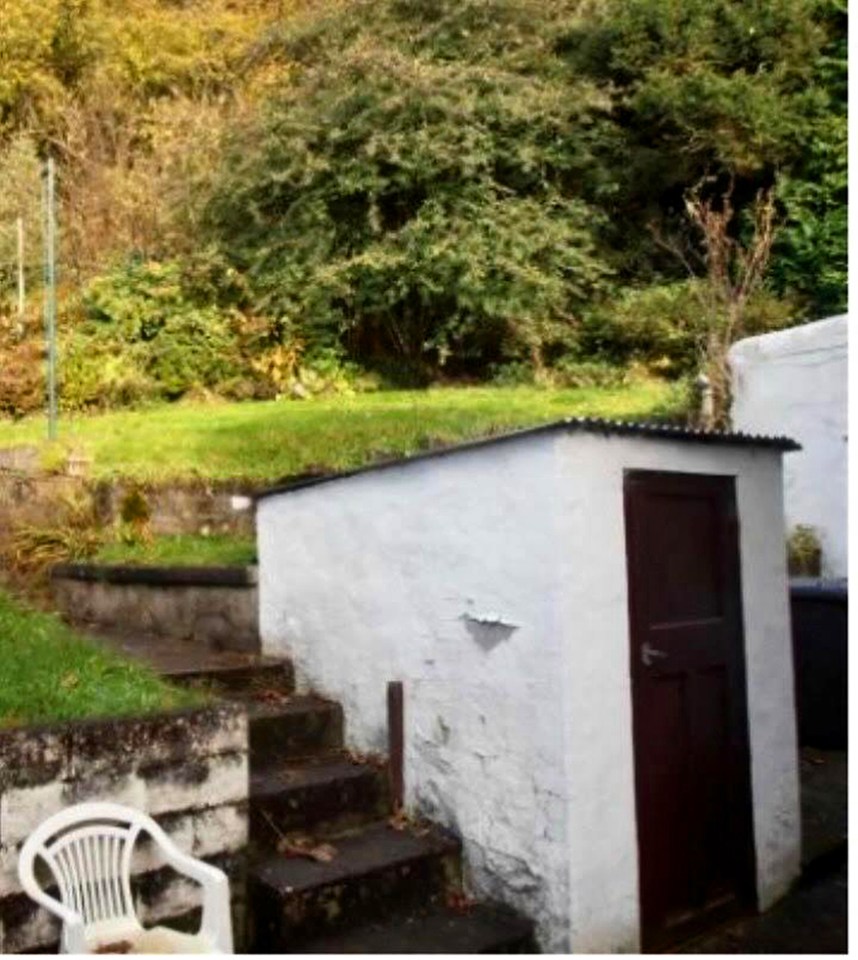 Pauline was not impressed by this old, spooky, spider-infested garden toilet