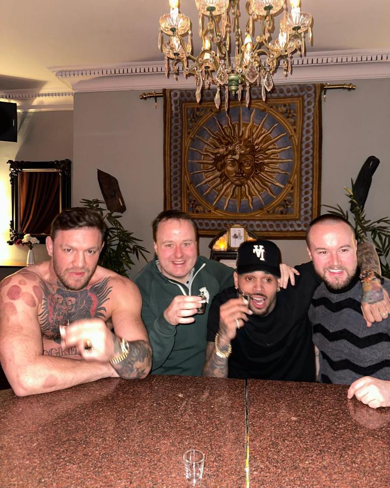 The duo even ended up doing some shots with some of McGregor's pals