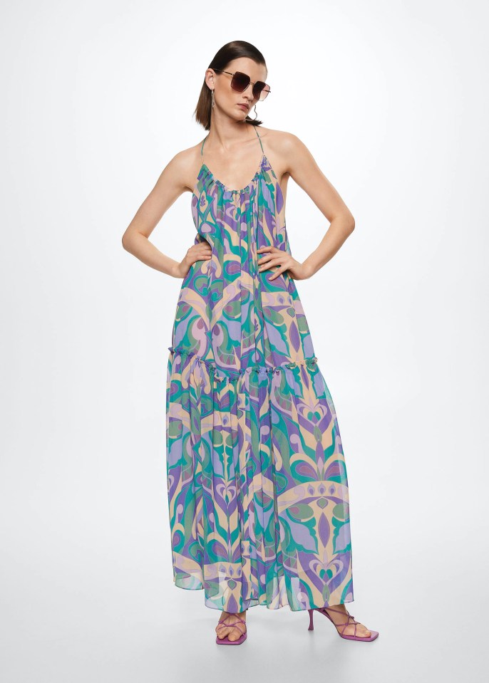 Mango Open Back Printed Dress