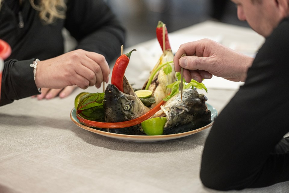 Gross fish eyes were one of the culinary horrors Dean Holden and Tracey Leaburn had to endure in their Bushtucker trial