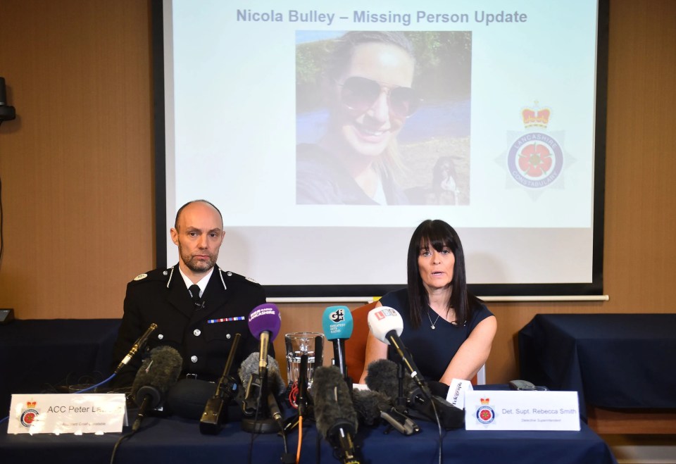 Assistant Chief Constable Peter Lawson and Detective Superintendent Rebecca Smith of Lancashire Police at a press conference